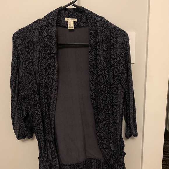 Navy blue floral patterned cardigan with pockets - Picture 1 of 3